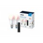 Pachet 2 Becuri LED RGB inteligente WiZ Connected Colors A60, Wi-Fi, E27, 8W (60W), 806 lm, lumina alba si color (2200-6500K) + 