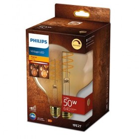 Bec LED vintage (decorativ) Philips Classic Gold Globe G120, EyeComfort, E27, 7.3W (50W), 640 lm, lumina calda (2200K), dimabil,