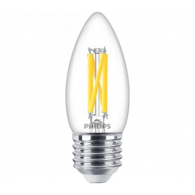 Bec LED Philips Classic B35, EyeComfort, E27, 3.4W (40W), 470 lm, lumina calda (2700K), dimabil, cu filament
