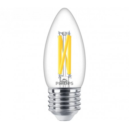 Bec LED Philips Classic B35, EyeComfort, E27, 3.4W (40W), 470 lm, lumina calda (2700K), dimabil, cu filament