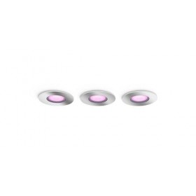 3 Spoturi LED RGB incastrate Philips Hue Xamento, Bluetooth, GU10, 3x5.7W, 1050 lm, lumina alba si color (2000-6500K), IP44, Cro