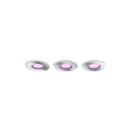 3 Spoturi LED RGB incastrate Philips Hue Xamento, Bluetooth, GU10, 3x5.7W, 1050 lm, lumina alba si color (2000-6500K), IP44, Cro