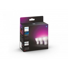 3 Becuri LED RGB inteligente Philips Hue Spot, Bluetooth, GU10, 4.3W (35W), 350 lm, lumina alba si color (2000-6500K)