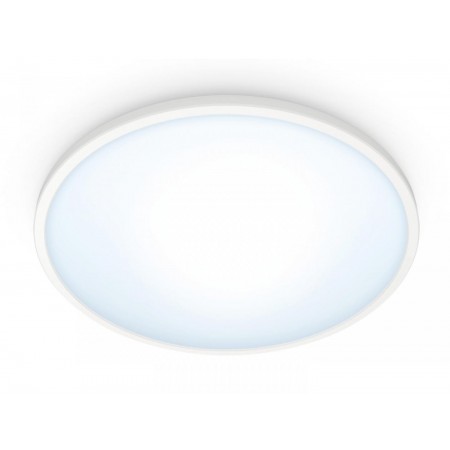Plafoniera LED WiZ SuperSlim, Wi-Fi, Bluetooth, 14W, 1300 lm, lumina alba (2700-6500K), IP20, 24.2cm, Metal/Plastic, Alb