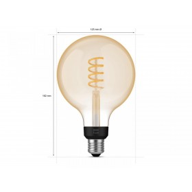 Bec LED inteligent vintage (decorativ) Philips Hue Filament Glob G125, Bluetooth, E27, 7W (40W), 550 lm, lumina alba (2200-4500K