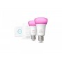 Pachet 2 Becuri LED RGB inteligente Philips Hue A60, Bluetooth, E27, 9W (75W), 1100 lm, lumina alba si color (2000-6500K) + Cons