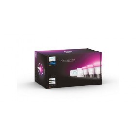 Pachet 3 Becuri LED RGB inteligente Philips Hue A60, Bluetooth, E27, 9W (75W), 1100 lm, lumina alba si color (2000-6500K) + Cons
