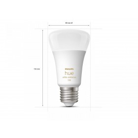 Pachet 3 Becuri LED inteligente Philips Hue A60, Bluetooth, E27, 8W (75W), 1100 lm, lumina alba (2200-6500K) + Consola Hue Bridg