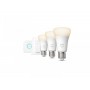 Pachet 3 Becuri LED inteligente Philips Hue A60, Bluetooth, E27, 9.5W (75W), 1055 lm, lumina calda (2700K) + Consola Hue Bridge 