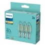 3 Becuri LED Philips Classic B35, E14, 4.3W (40W), 470 lm, lumina calda (2700K), cu filament