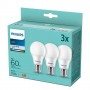 3 Becuri LED Philips A60, E27, 8W (60W), 806 lm, lumina neutra (4000K), mat