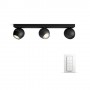 Spot LED Triplu Philips Hue Buckram, Bluetooth, 3xGU10, 3x5W, 1050 lm, lumina alba (2200-6500K), IP20, Metal, Negru, Intrerupato