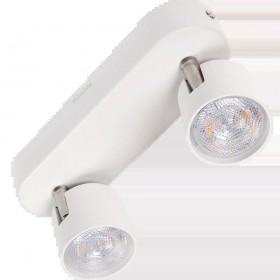 Spot LED Dublu Philips myLiving Star, 2x4.5W, 1000 lm, lumina calda (2700K), IP20, 20cm, Metal, Alb