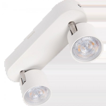 Spot LED Dublu Philips myLiving Star, 2x4.5W, 1000 lm, lumina calda (2700K), IP20, 20cm, Metal, Alb